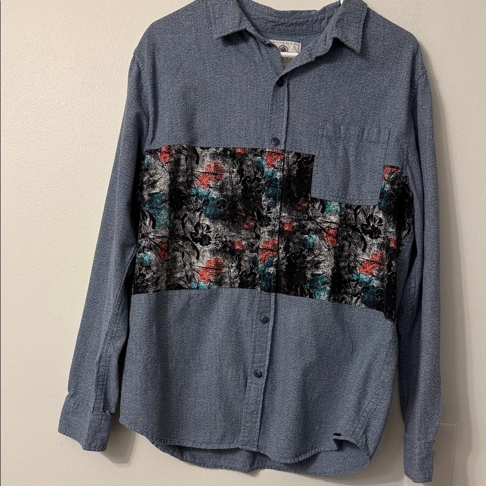 On the Byas Blue and Black Floral Casual Shirt